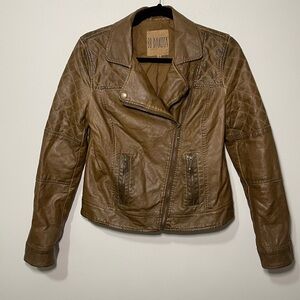 BB Dakota Women’s Brown Faux Leather Quilted Moto Jacket in size S